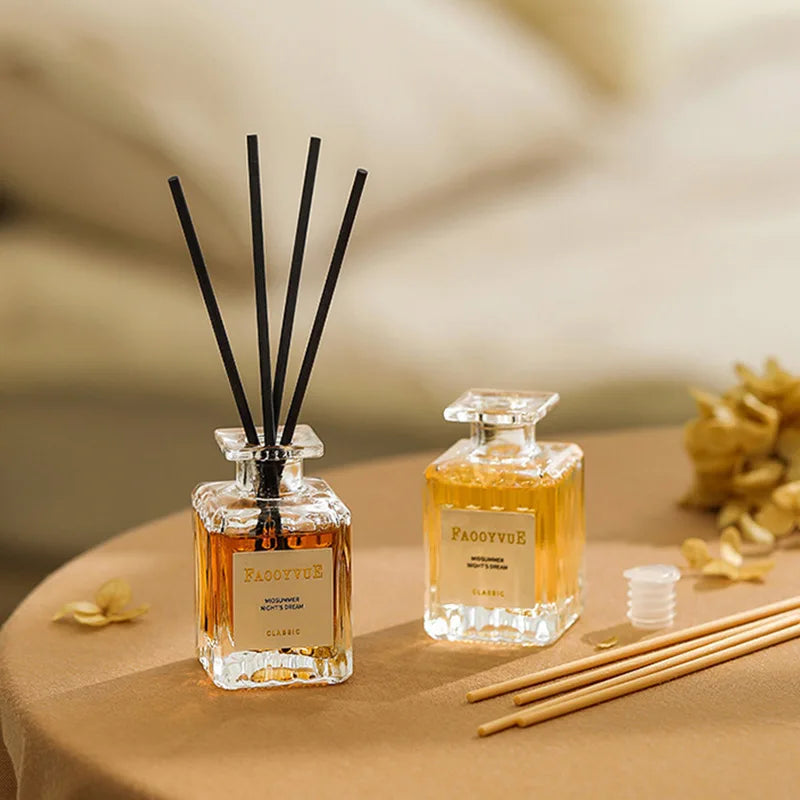 50ml Flameless Home Fragrance Room Flameless Freesia Jasmine Fragrance Oil with Reed Diffuser Stick Home Room Air Freshener Deco