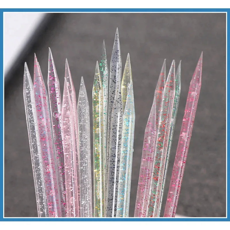 50/100pcs Reusable Double-Ended Cuticle Pusher – Crystal Nail Art Tool for Manicure & Pedicure