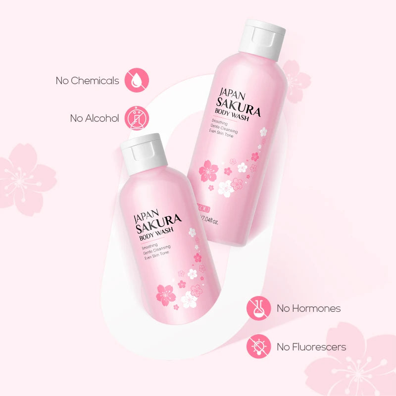 LAIKOU Japan Sakura Body Wash Gentle Cleanser Smoothing Shower Gel Skin Brightening Treatment Amino Acid Formula