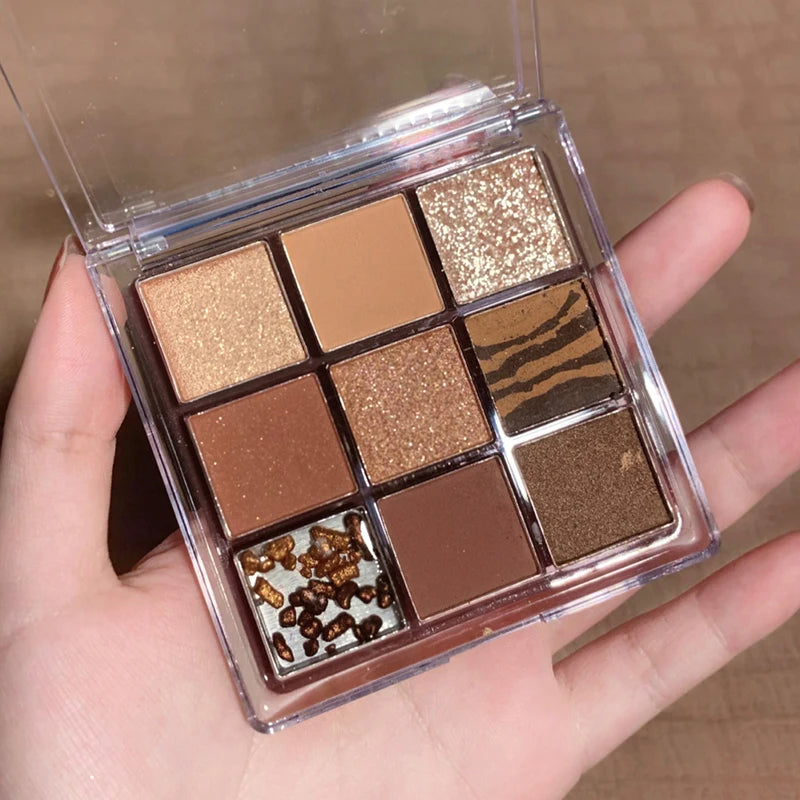 DIKALU Spring And Summer New Eyeshadow Palette Oh Rosy Nine Palace Grid Auto Focus Low Saturation Smoke Powder Rose Plate