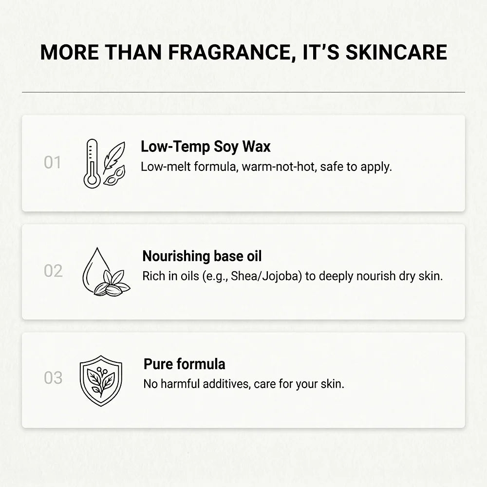 Massage Oil Candle Jasmine Soy Wax Low Temp Melt Pour Skin Care Moisturizing Relaxing Warm Spa Bath Couples Gift Women Christmas