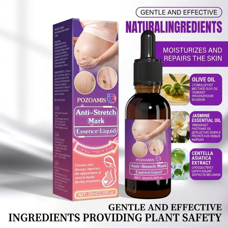 Intensive Stretch Mark Corrector Body Oil for Pregnancy & Post-Baby, C-Section Scar Fader & Anti-Sagging Firming Therapy