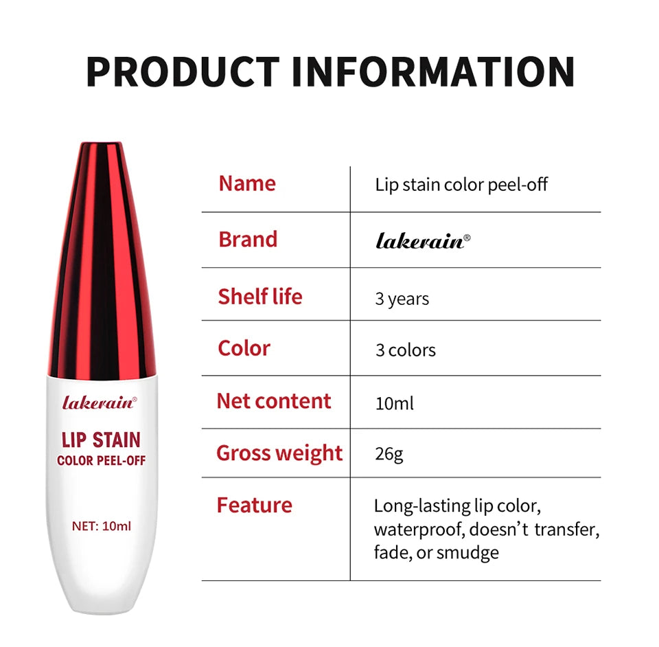 Peel Off Lip Stain Tattoo Tint Long Lasting Waterproof Smudge Transfer Proof Rich Pigment Natural Vivid Lip Color Lightweight Daily Lip Makeup Cosmetic