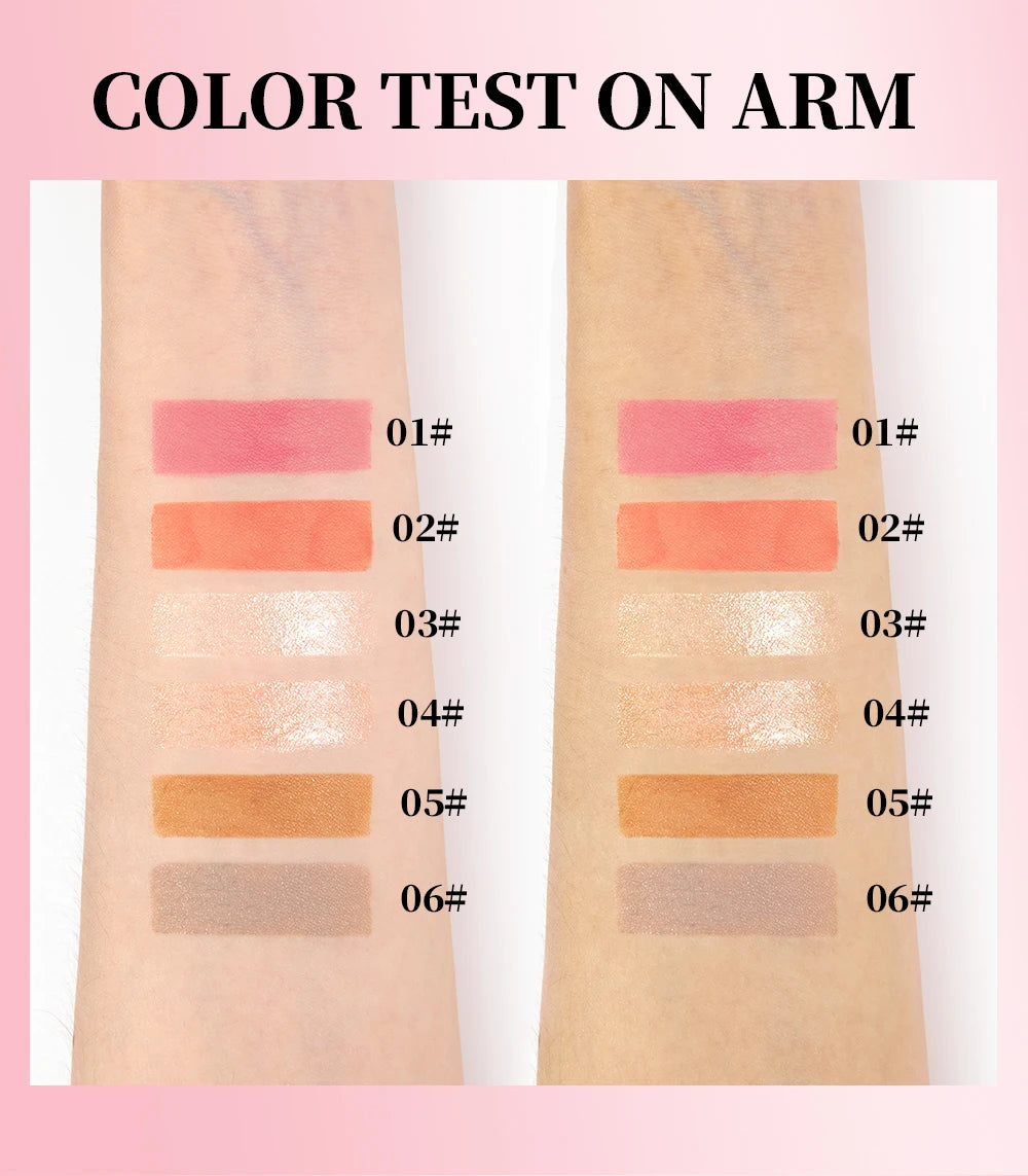 QIBEST Matte Face Liquid Blusher Smooth Cheek Eye Blush Highlighter Multi-Use Stick Rouge Lasting Liquid Contour Bronzer Makeup