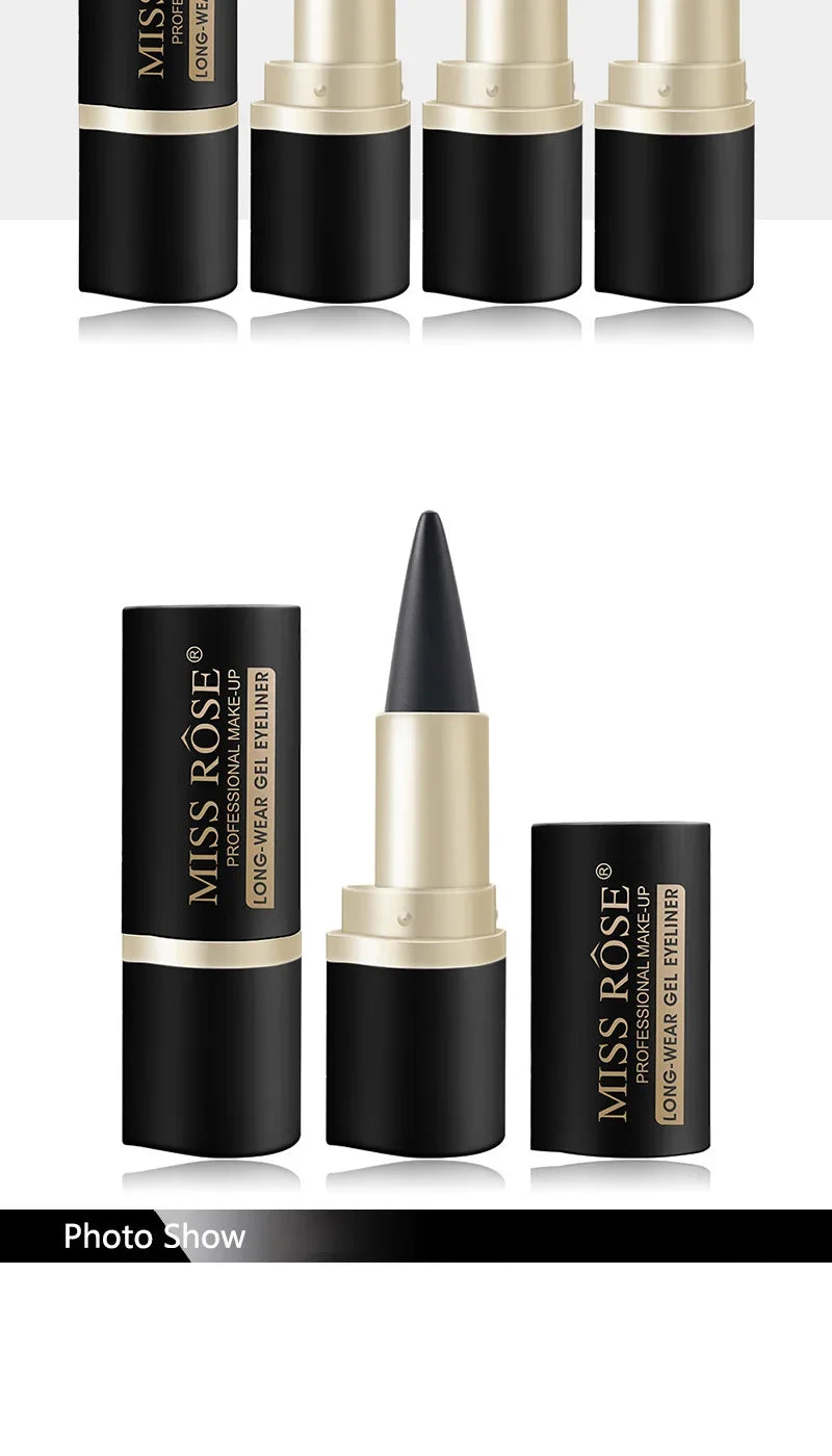 Waterproof Eyeliner Gel Matte - 24H Quick-drying Rich Pigment Single Head Gel Pencil Smudge-proof Long-lasting Black