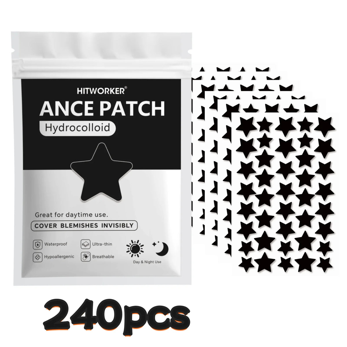 Bulk Pack Black Star Shaped Hydrocolloid Pimple Patches 240/480/800pcs Natural Tea Tree Oil Acne Stickers Invisible Blemish Cove