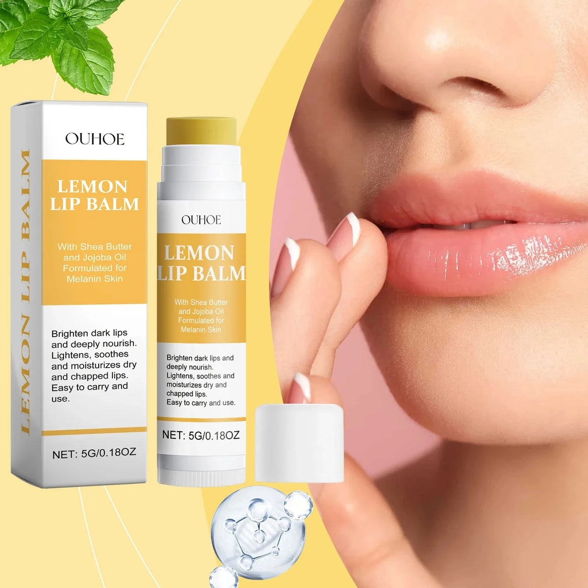 1/2/3pcs Lemon Ginger Lip Balm Turmeric Dark Melanin Remove Mask Gloss Exfoliating Improve Dullness Moisturizer Lip Repair Balm