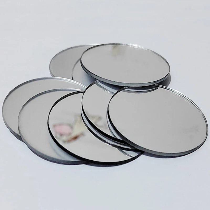 10pcs Diameters of 5/8/12cm, Silver Thickened Acrylic Mirror Wall Stickers Round Decorative Mirror DIY Makeup Mirror