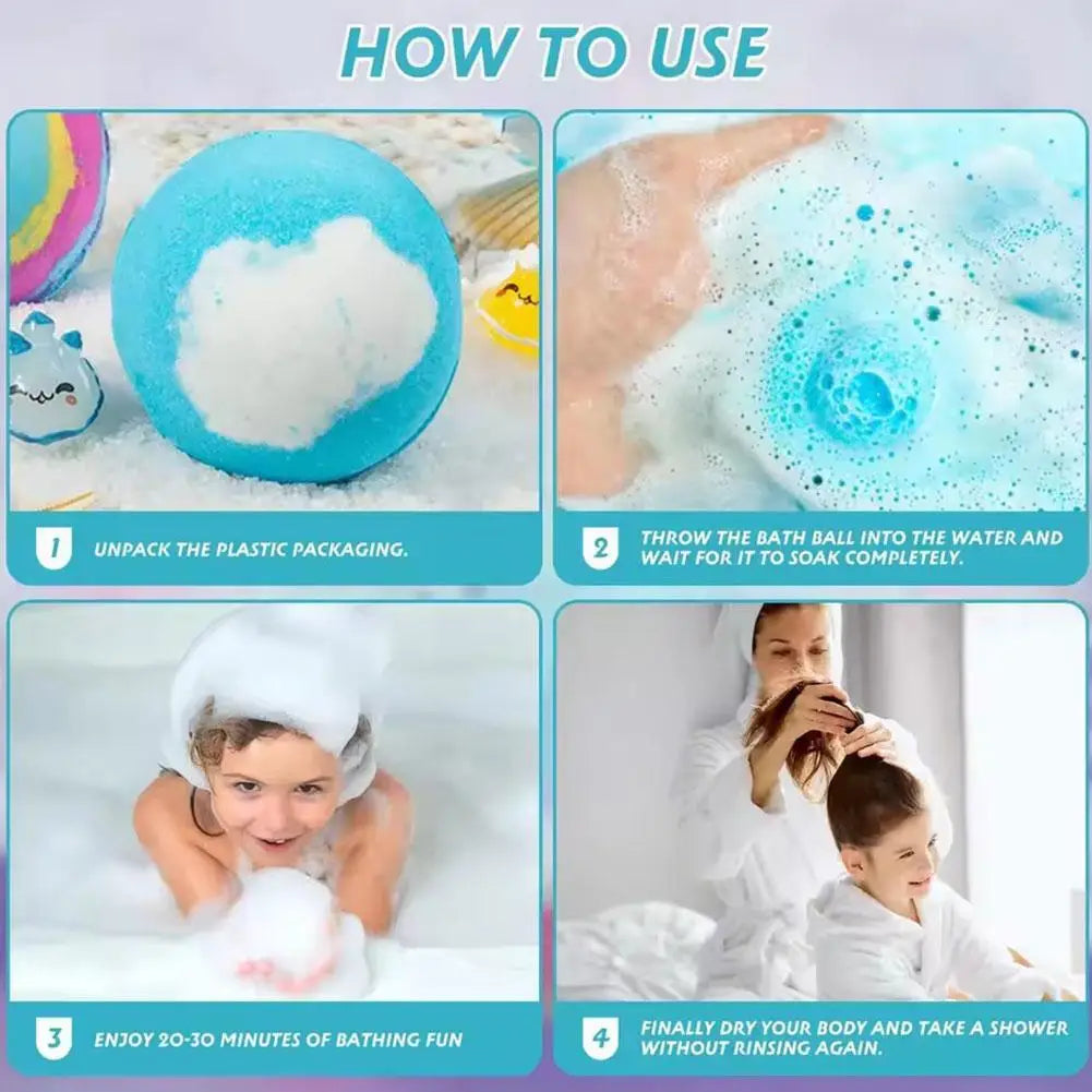 1/6/12PCS Bath Bombs Set Bubble Bath Fizzies for Children Safe & Natural Essential Oil Bubble Bath with Surprise Toys Inside