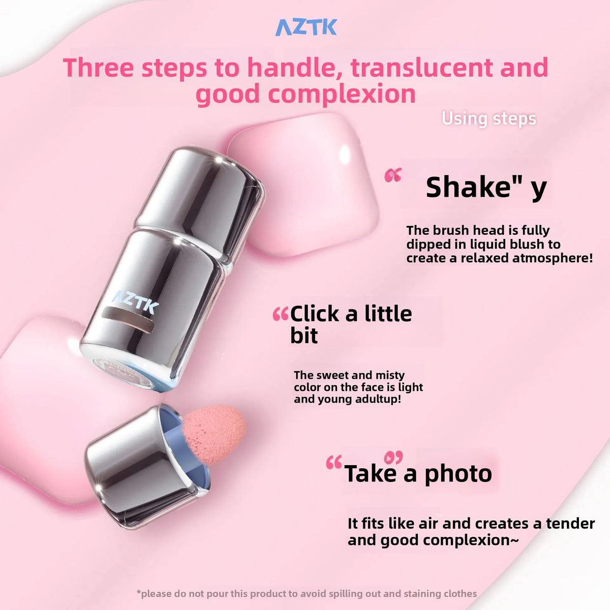 AZTK Liquid Blush Highlighter Contour Stick - Creamy Matte Natural Flush,Face Sculpting & Lifting Effect,Long Lasting Cheek Tint