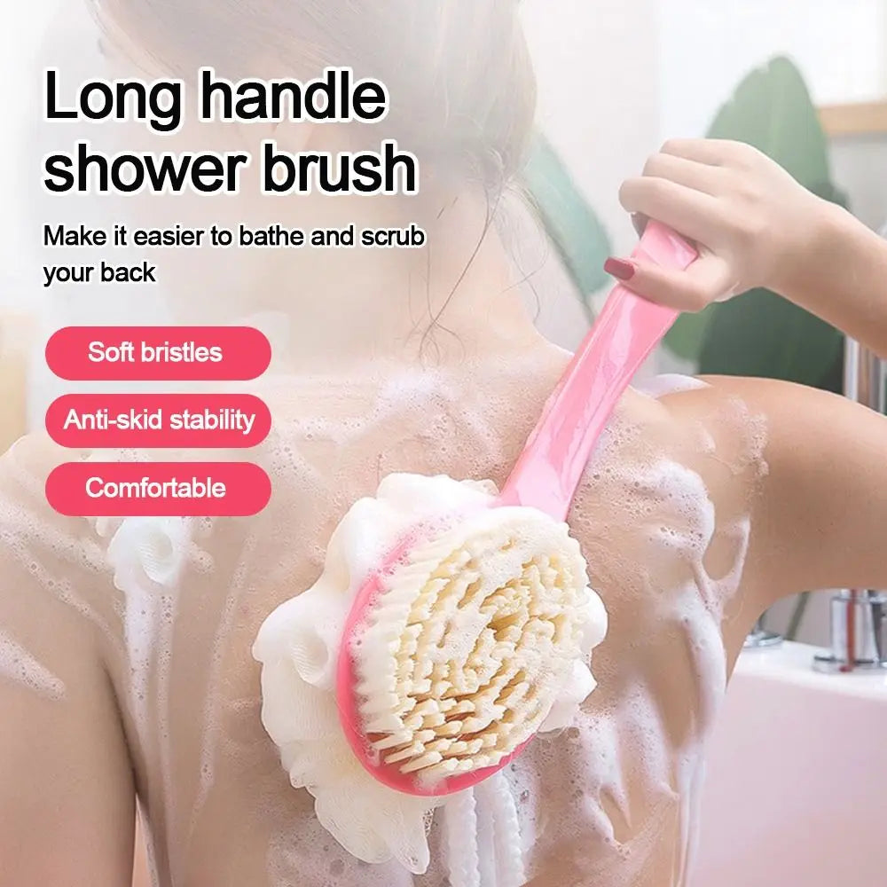 Gentle Long Spa Handle Shower Body Brush Back Scrubber Anti Slip with Hanging Hole for Body