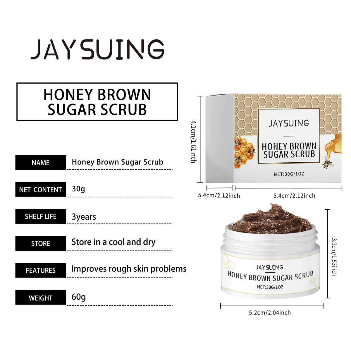 Honey Brown Sugar Scrub Cream Exfoliate Remove Facial Oil Shrink Pores Smooth Moisturize Skin Softening Keratin Cleansing Scrub