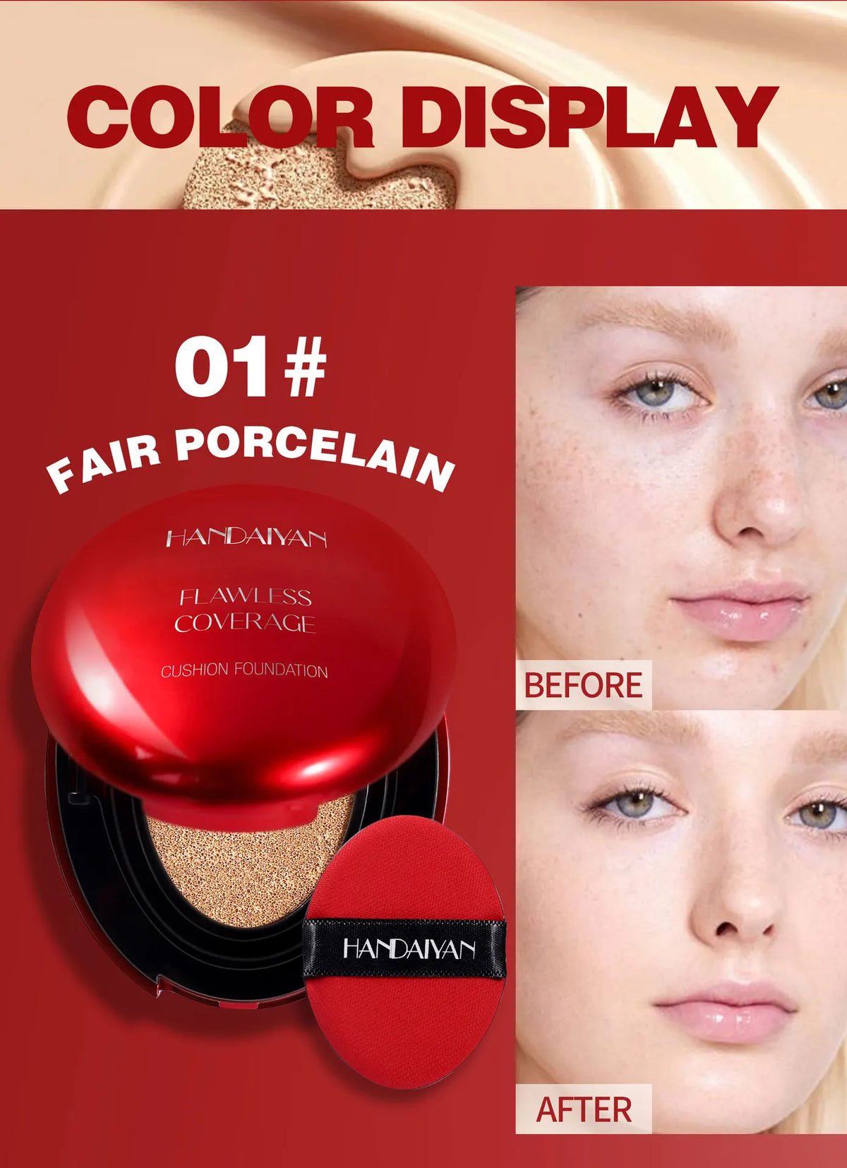 Korean Air Cushion Foundation - Light Natural Moisturizing Concealer Whitening Oil-Control Women's Long-lasting Makeup Base