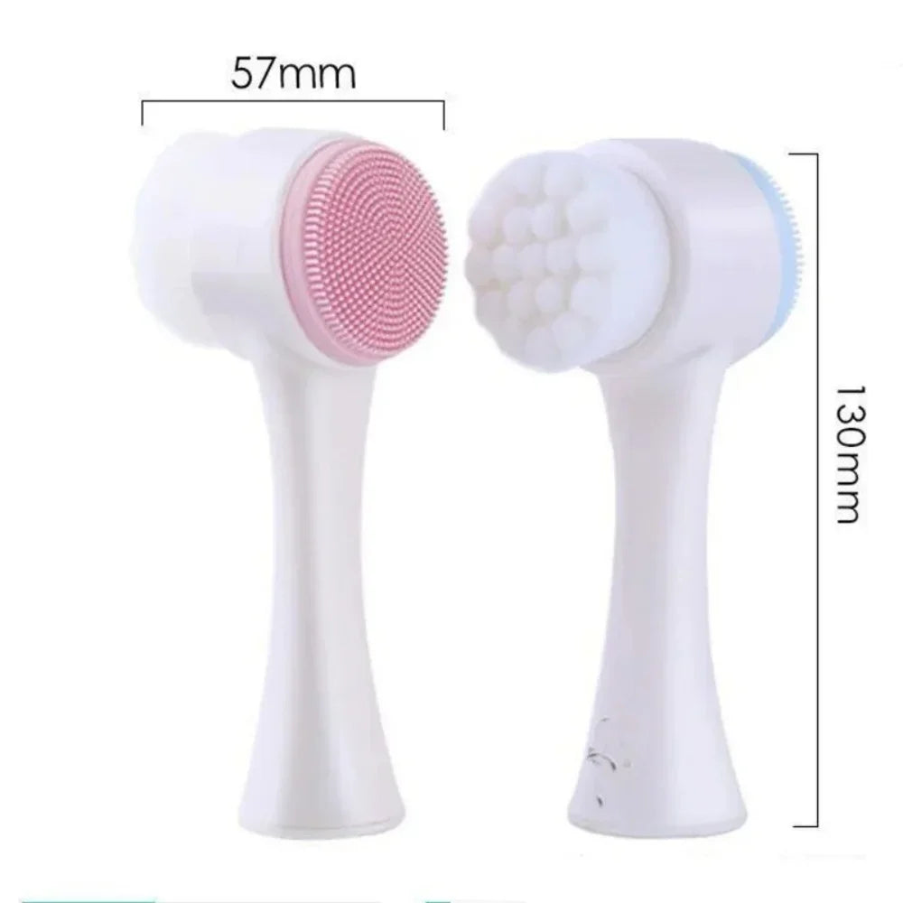 3D Double‑Sided Silicone Facial Cleansing Brush Soft Bristles Face Washing Tool Gentle Skin Exfoliator Massager For Pore Clean