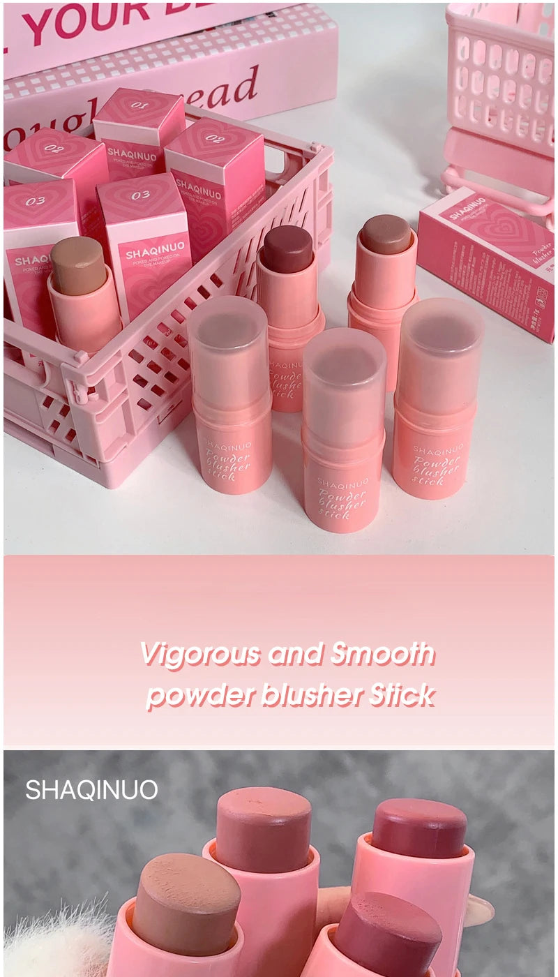 SHAQINUO Energizing Blush Stick - Natural Matte Finish, Creamy Texture, Easy to Blend for a Youthful Glow