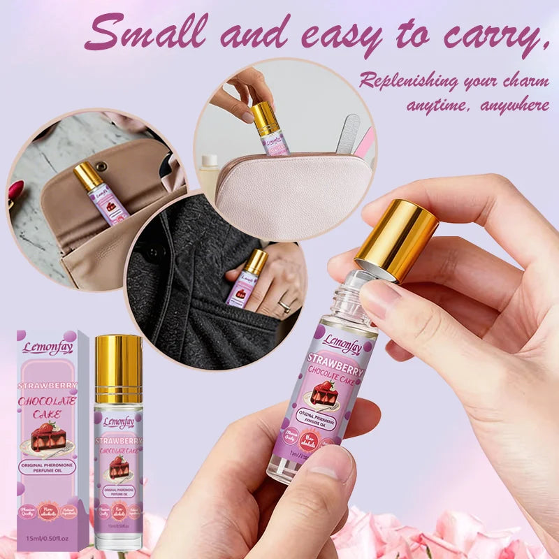 Lemonfay Strawberry Chocolate Cake Pheromone Perfume Oil | Non-Alcoholic Portable Roll-On | Long Lasting Sweet Scent 15ml