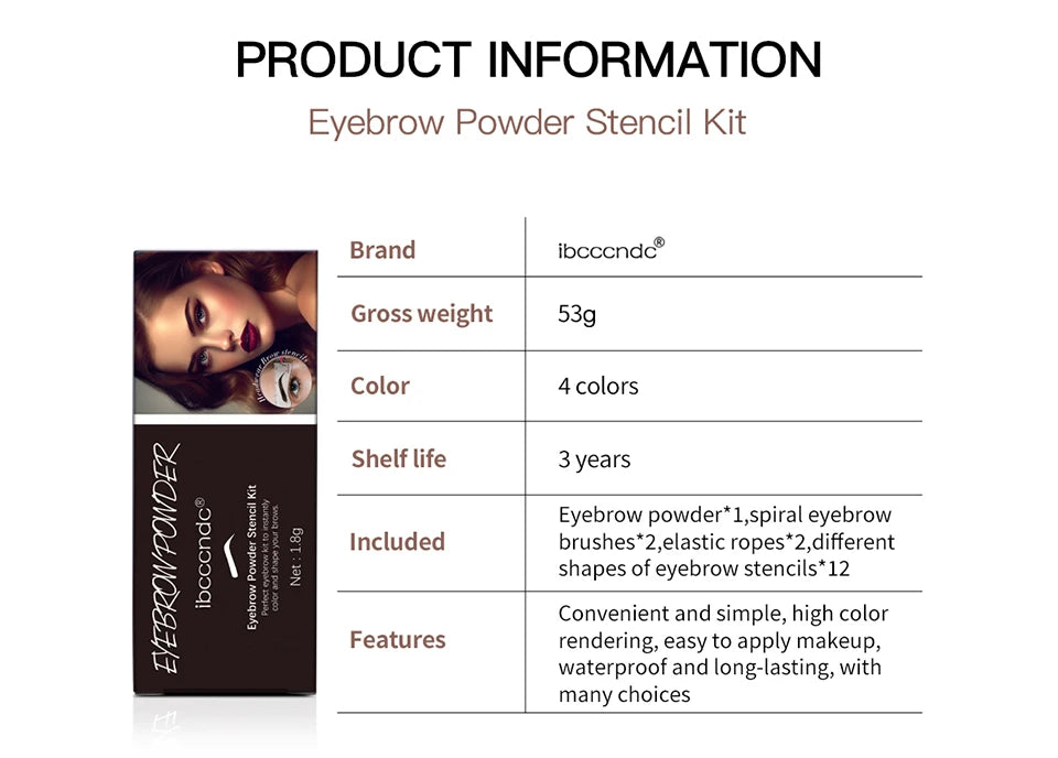 Complete Professional Makeup Brushes Eyebrow Powder Stencil Kit Waterproof Long Lasting Eyebrow Enhancers Brow Powder Stamp 1.8g