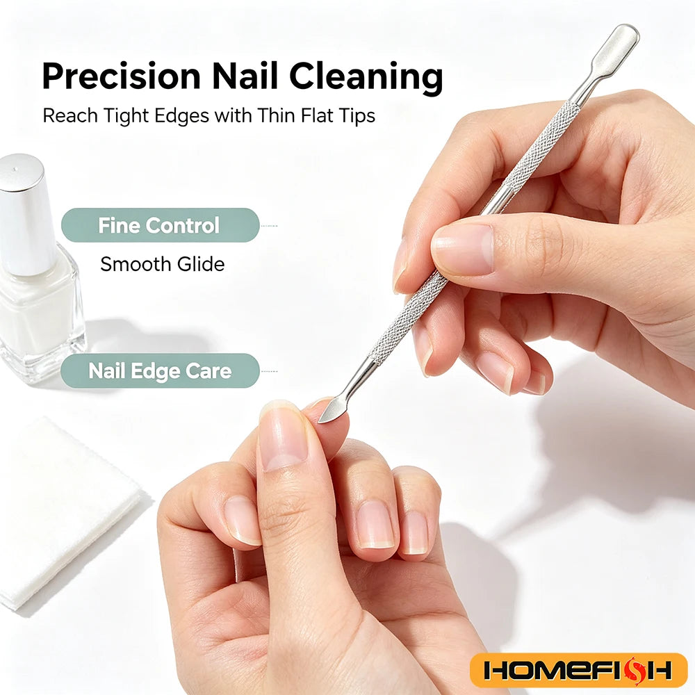 Double-ended Stainless Steel Cuticle Pusher Dead Skin Push Remover For Pedicure Manicure Nail Art Cleaner Care Tool