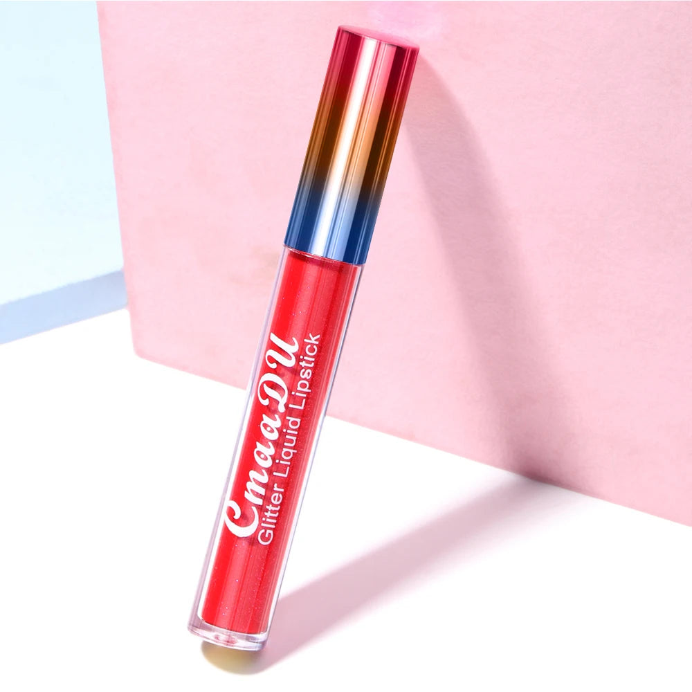 Pearlescent Shimmer Lip Gloss Lipstick Glitter Plumping Waterproof High Shine Lightweight Coral Metallic Y2K Daily Party Makeup