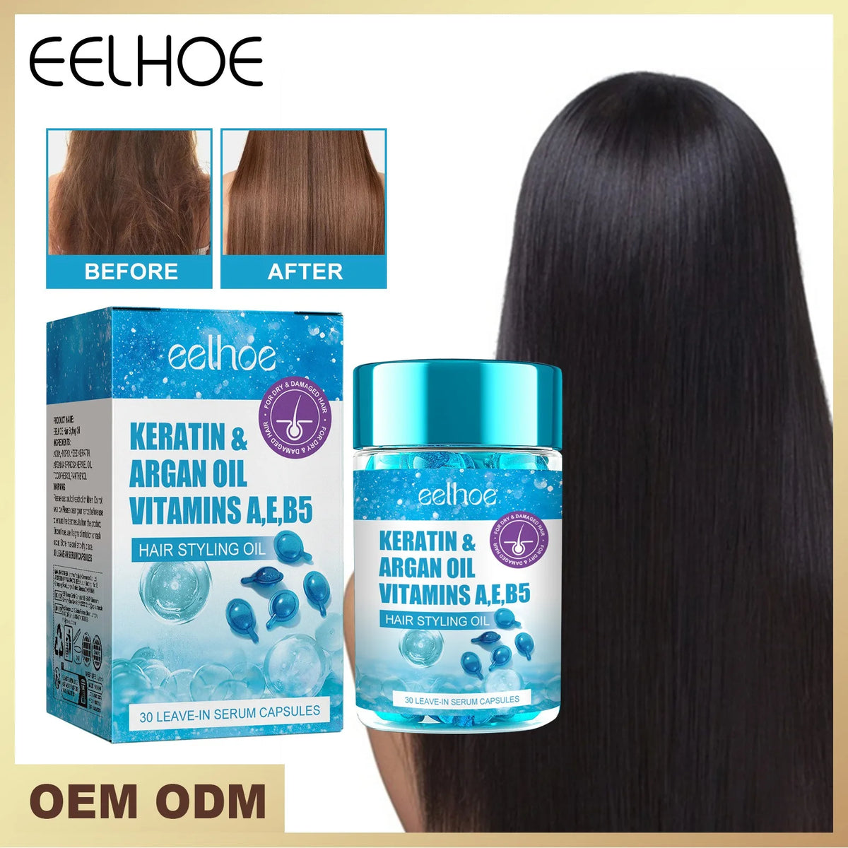 Magic Hair Vitamin Capsule Keratin Oil Fast Restore Hair Soft Smooth Shiny Deep Moisturizer Frizzy Dry Scalp Hair Care Products