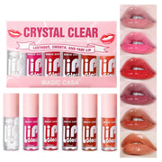 MAGIC CASA 6-Piece Set Water-Gloss Jelly Lip Oil - Plumping, Hydrating, Makeup Base, Long-Lasting Moisture