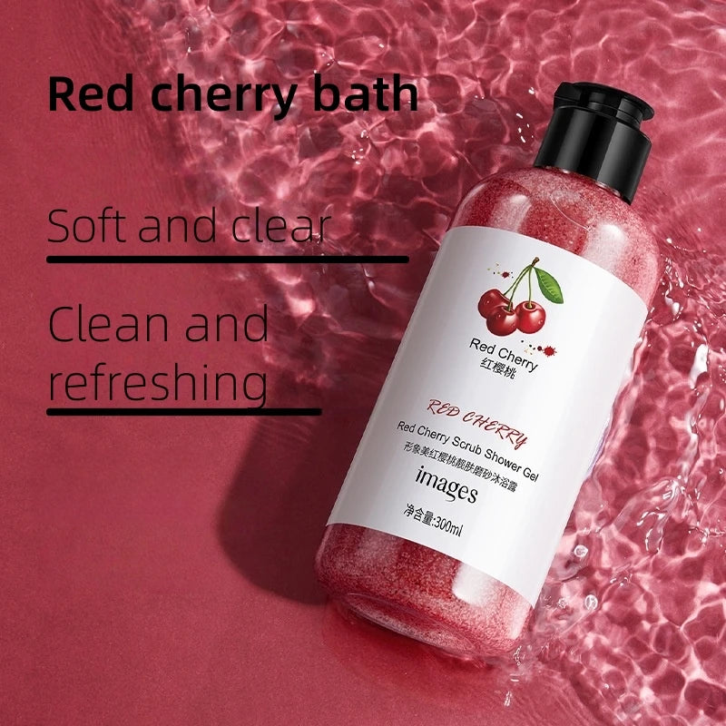 Fresh Fruit Purifying Scrub Shower Gel 300ml, with Kiwi Fruit Extract, Cherry Fruit Extract, Lemon Fruit Extract, Etc., for a Delicate, Cleansing, and Lightly Scented Experience. the Scrub Texture Is Refreshing and Moisturizi