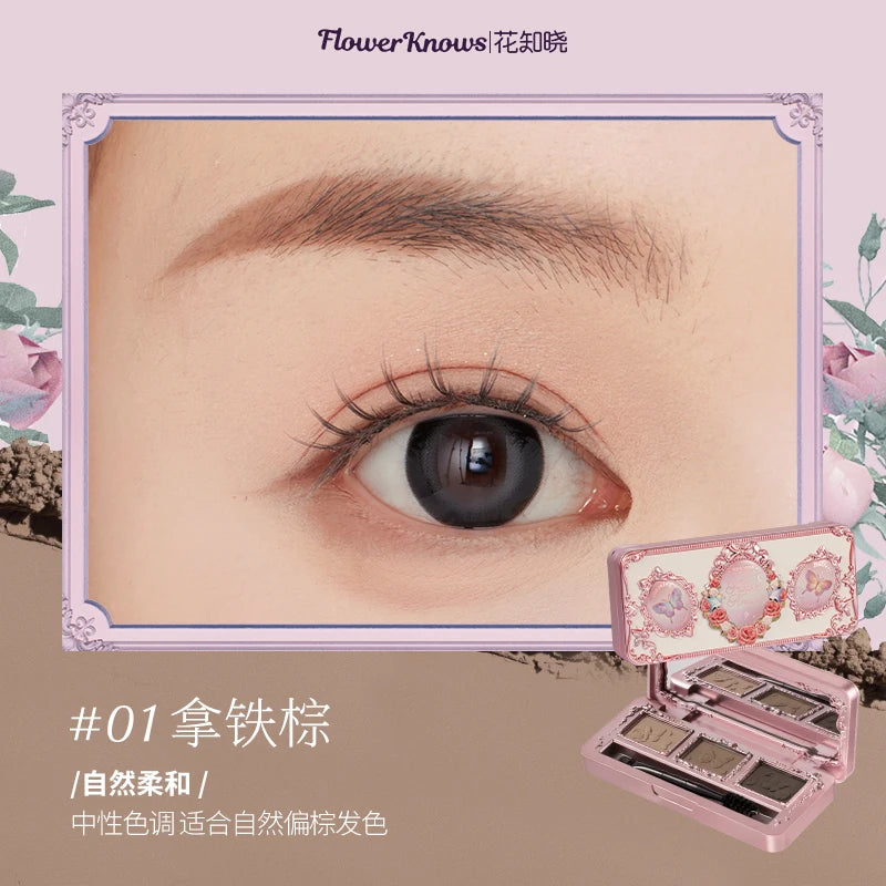Flower Knows Midsummer Fairytales Eyebrow Powder 3 Color Eyebrow Palette Beauty Contour Eyebrow Pencil Professional Eye Makeup