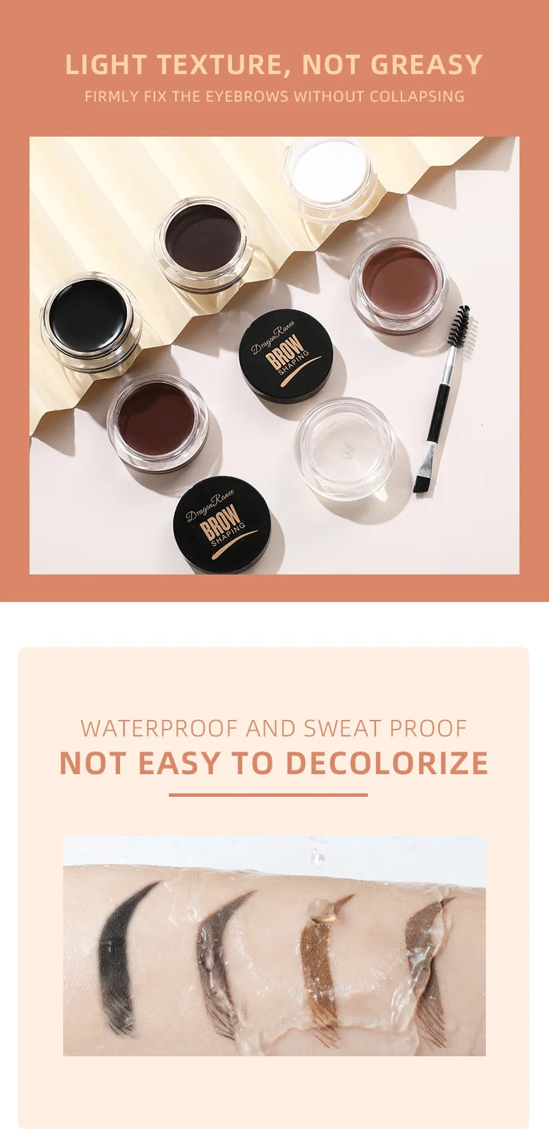 White Bushy Eyebrow Gel - European & American Style, Long-lasting Setting Pomade Soap Wax, Volumizing Sculpting Eyebrow Pen for