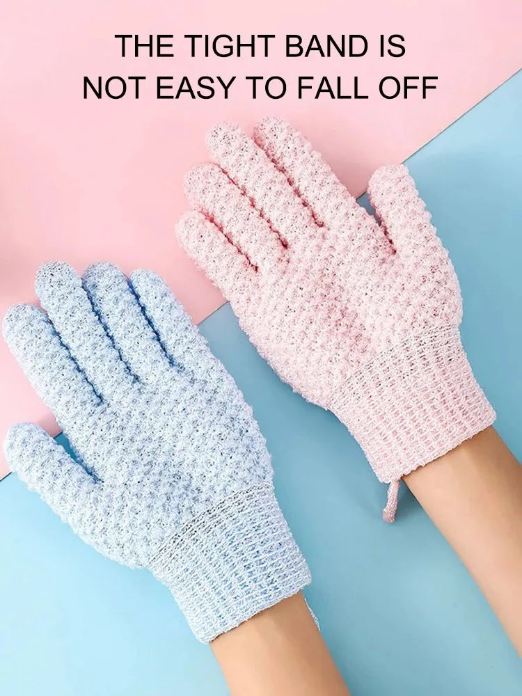 1Pc Five Finger Shower Gloves Frosted Mud Rubbing Towel Scrubbing Tool for Mud Bath Exfoliating Glove with Grip