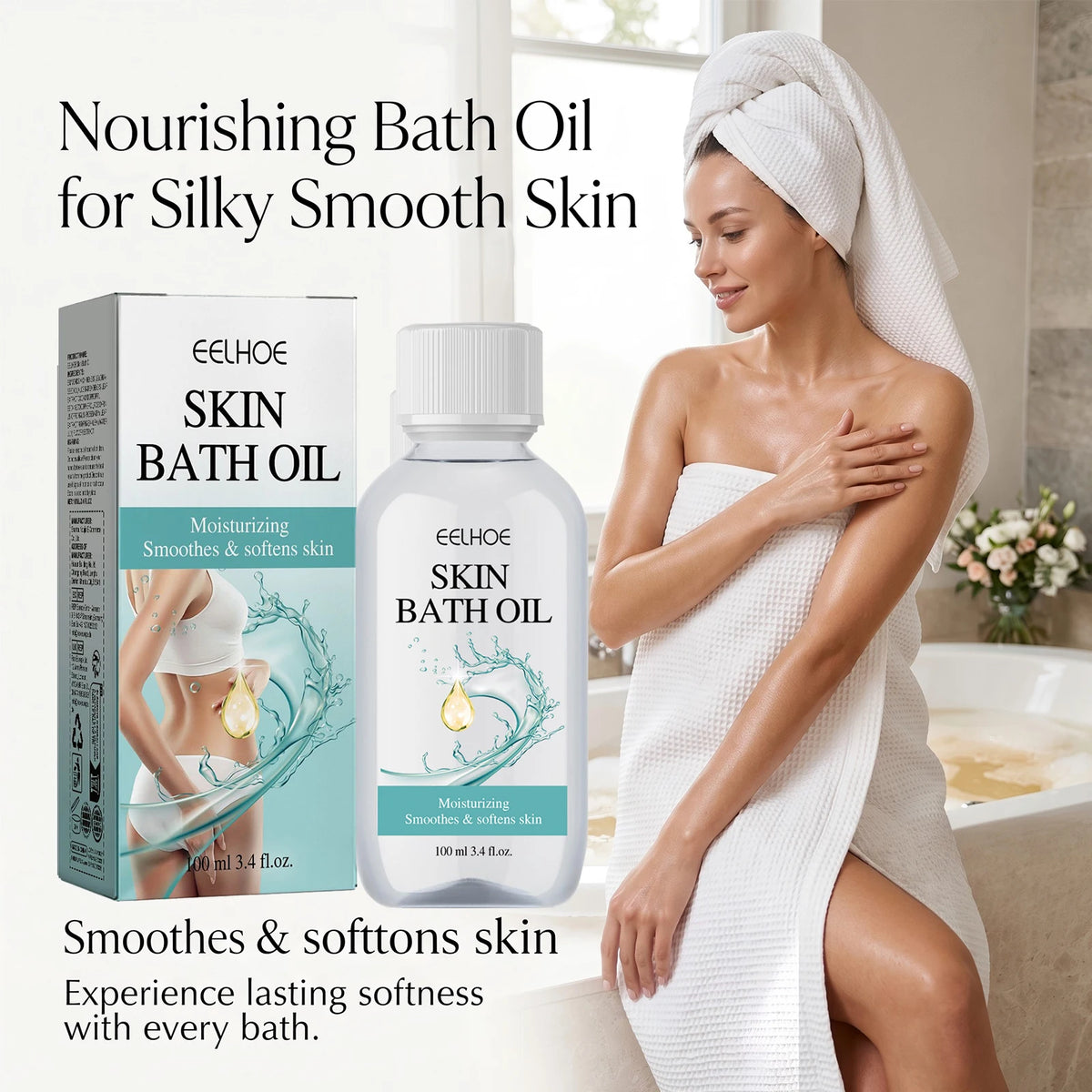 Skin Bath Oil 100ml Spa Moisturizing Bath Oil for Dry Rough Body Skin Hydrating Bubble Bath Moisturizing Nourishing Body Oil ﻿