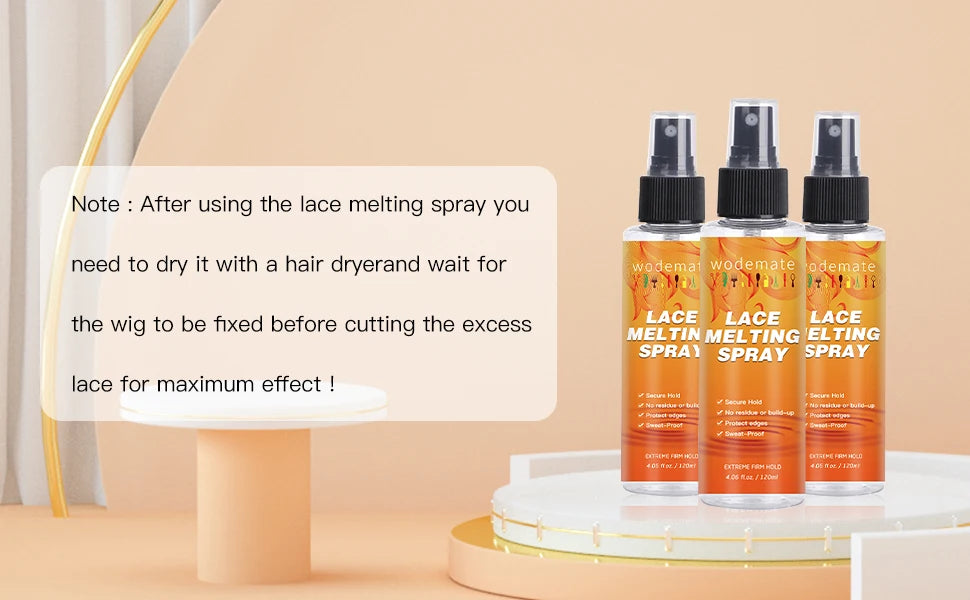 120ml Lace Melting Spray Strong Hold Hair Glue Wig Styling Spray Invisible Lace Melting Spray Quick Drying Wig Accessory
