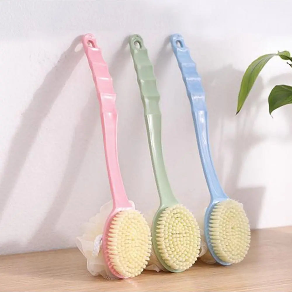 Gentle Long Spa Handle Shower Body Brush Back Scrubber Anti Slip with Hanging Hole for Body