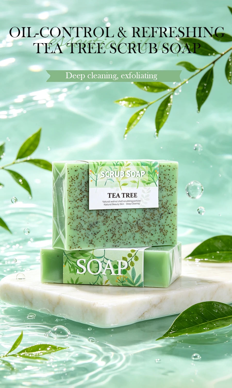 M+Plant Extraction Soap Handmade Frosted Solid Tea Tree Acne Removal Whitening Face Body Wash Cleaning Essence Oil for Skin Care