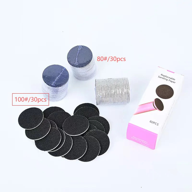 TP43mm 60pcs/Box Sandpaper For Electric  Paper Professional Pedicure Foot Dead Skin Nail File Cuticle Callus Replaceable Sandin