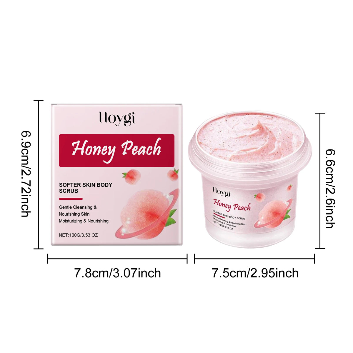 Honey Peach Softer Skin Body Scrub Gentle Exfoliating Cleanser Brightening Deep Cleaning Moisturizing Shiny Smooth Body Scrub