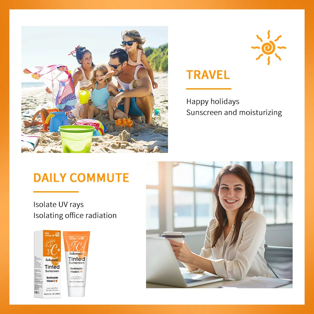 SPF40 Tinted Moisturizing VC Sunscreen Skin Protection Refreshing Makeup Sunscreen Cream UV Anti-aging Resistance Sunscreen