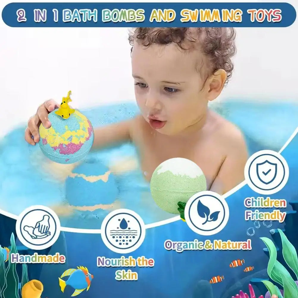 1/6/12PCS Bath Bombs Set Bubble Bath Fizzies for Children Safe & Natural Essential Oil Bubble Bath with Surprise Toys Inside
