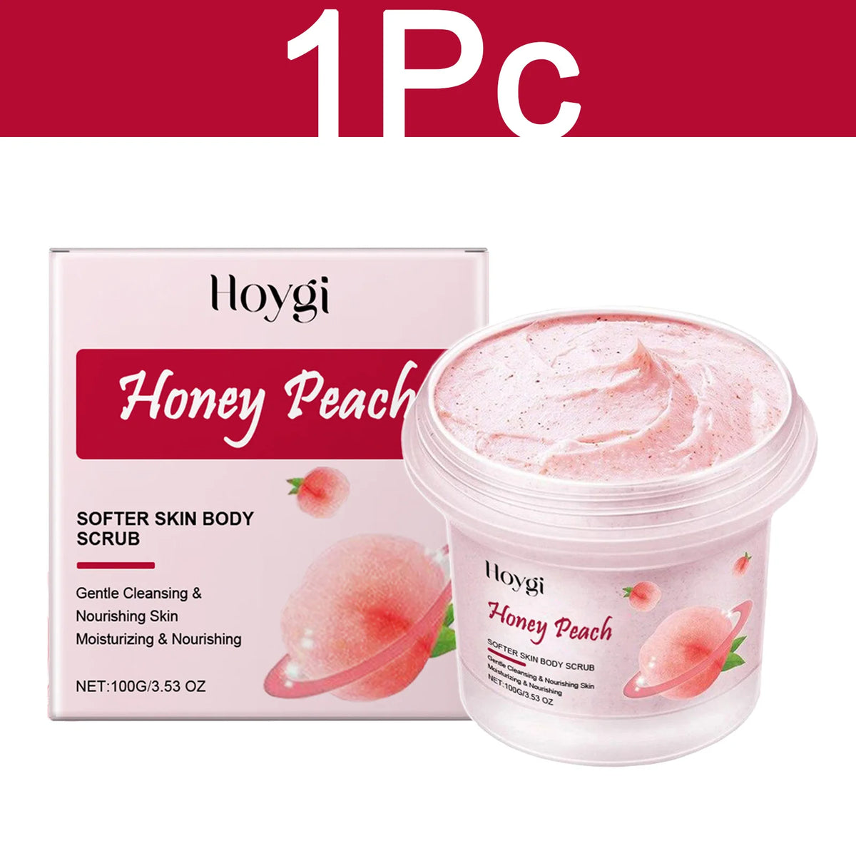 HOYGI Peach Body Scrub Gentle Exfoliating Smoothing Soften Skin Moisturizing Bathing Cleaning Pores Fruit Acid Skin Care 100g