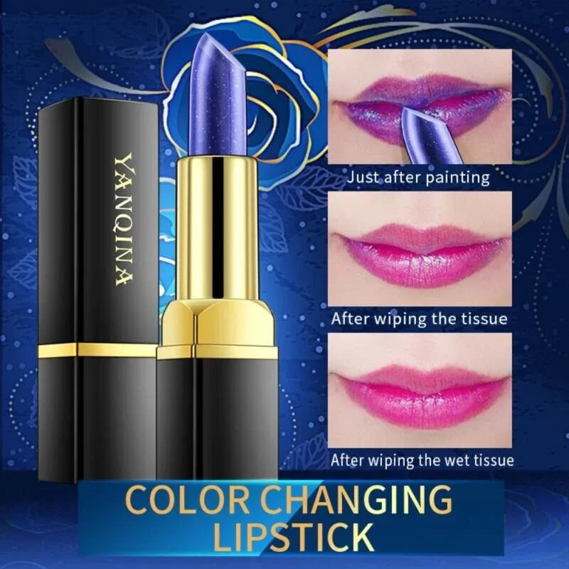 YANQINA Blue Temperature Color Changing Lipstick Waterproof Long-Lasting Non-Fading Non-Transfer Moisturizing Lip Stain Tinted