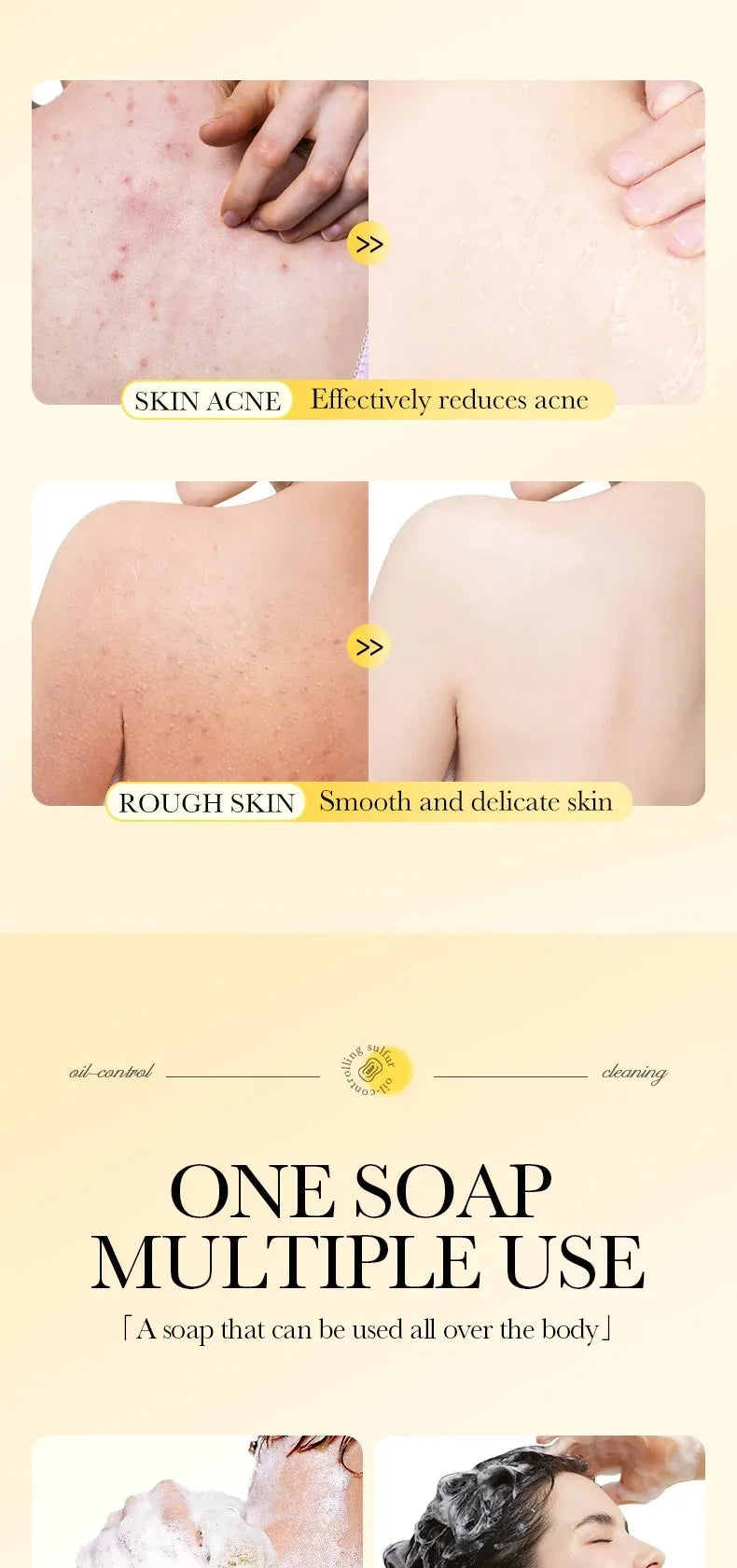 1/2Pcs Sadoer Sulfur Mite Removing Facial Soap Universal Handmade Soap for Body & Face Wash Foam Moisturizing Facial Cleanser