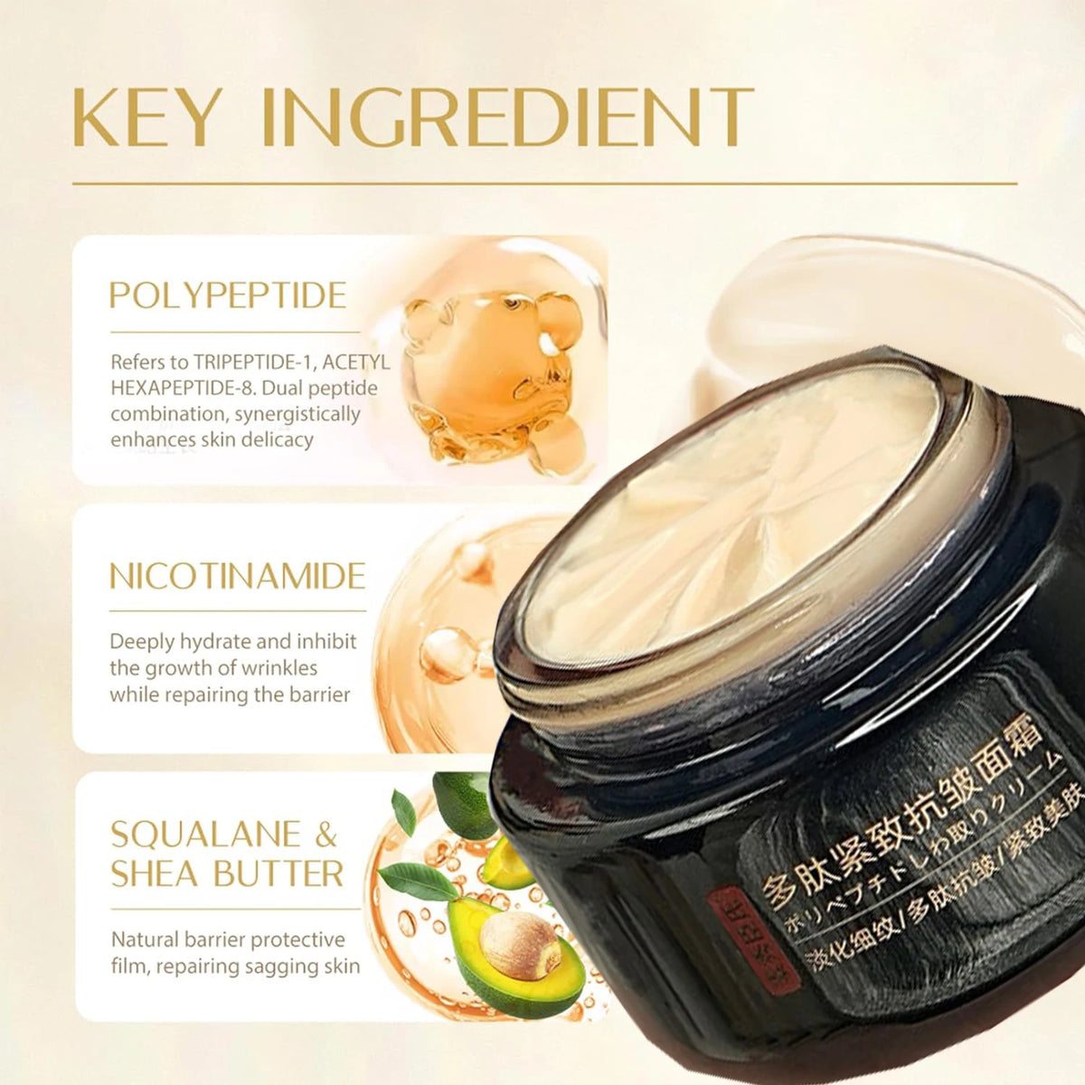 Polypeptide Anti-Wrinkle Firming Face Cream Deep Hydration Brighten Dull Skin  Minimize Fine Lines Moisturizing Day Night Cream