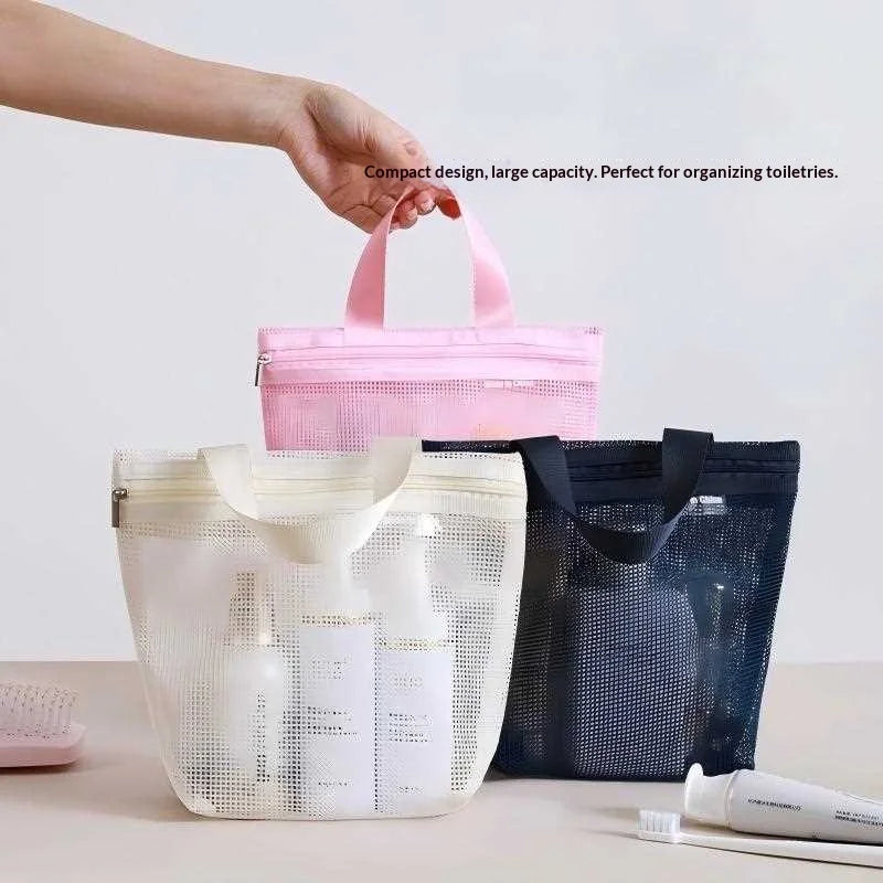 HOMEFISH Mesh Makeup Toiletry Storage Bags Handbags Portable Travel Washing Body Shower Tools Organizer Hanging Organizer Pouch