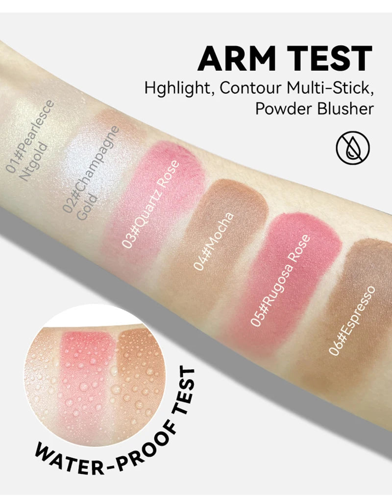 Face Pearl Stone Highlighter Stick Contour Shading Lasting Cheek Stereoscopic Brightening Skin Blush Illuminator Makeup Cosmetic