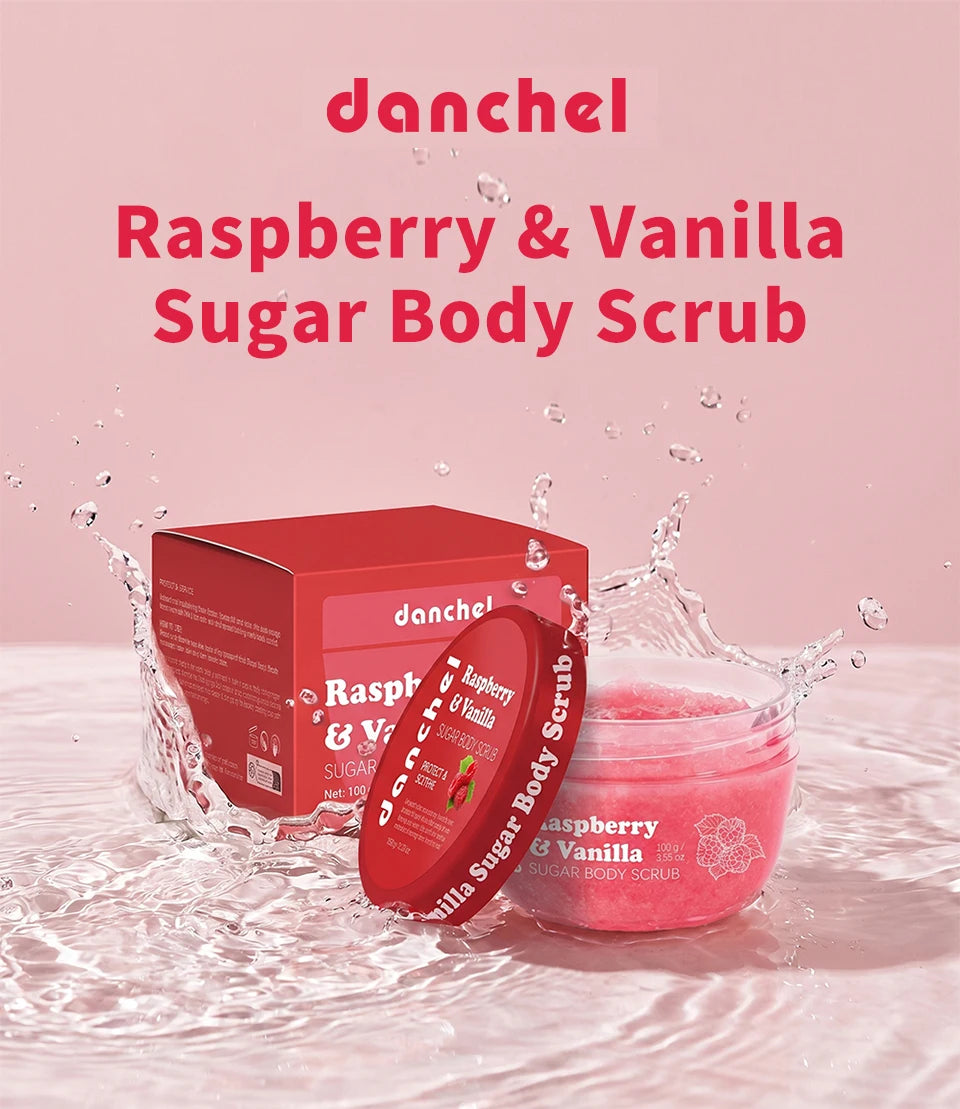 Raspberry Vanilla Sugar Body Scrub Gentle Exfoliation Remove Dead Skin Smooth Soothed Skin Soft Fragrance Shower Body Care