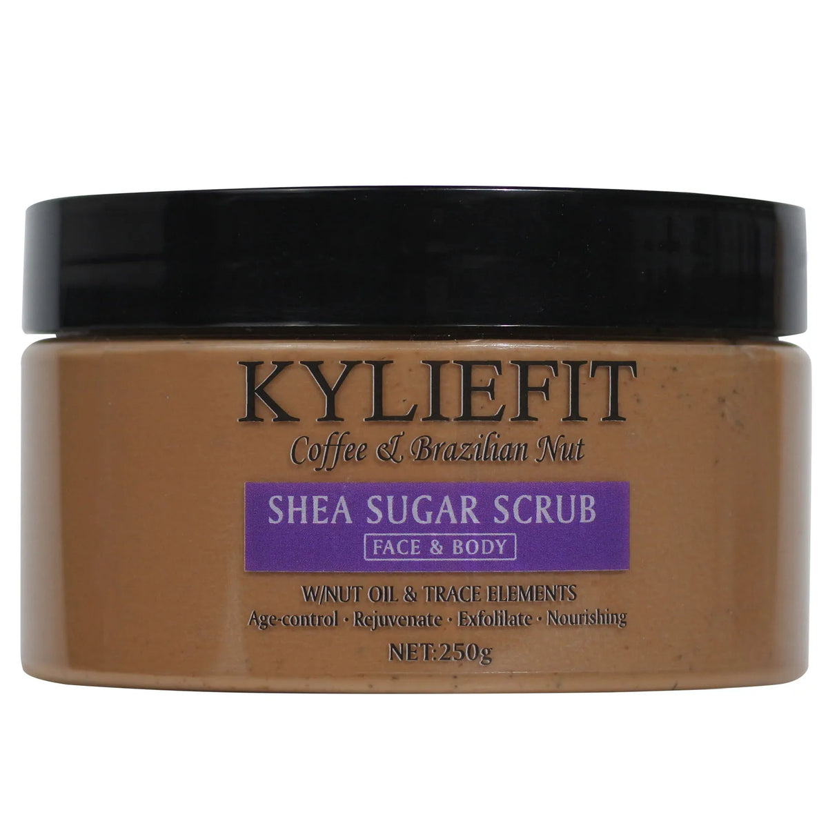KYLIEFIT Coffee & Brazilian Nut Shea Sugar Scrub, Lightening, Whitening, Exfolilate, Nourishing, Cleaning Skin, for Face, Body