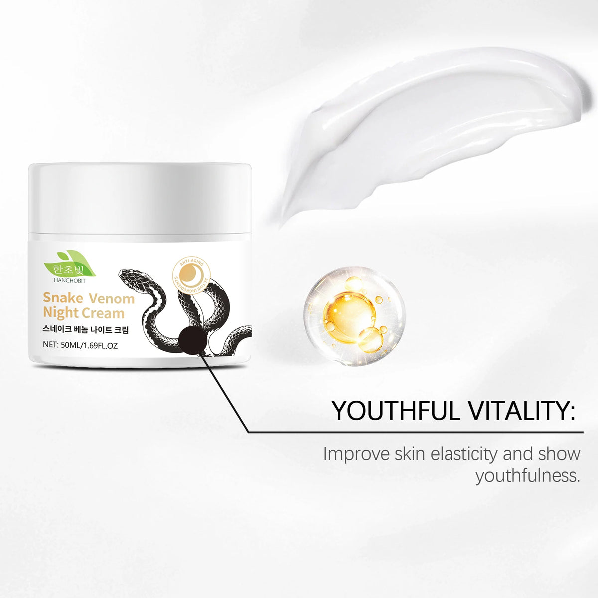 Snake Venom Night Cream: Daily Facial Care for Deep Nourishment, Refining Skin Texture, and Delivering a Smooth Complexion