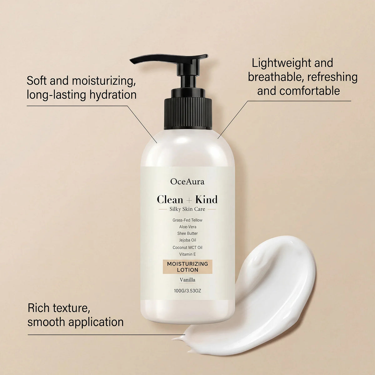 Vanilla Cream Body Lotion Long Lasting Fragrance Deep Moisturizing Shea Butter Nourish Dry Skin Smooth Brightening Body Milk