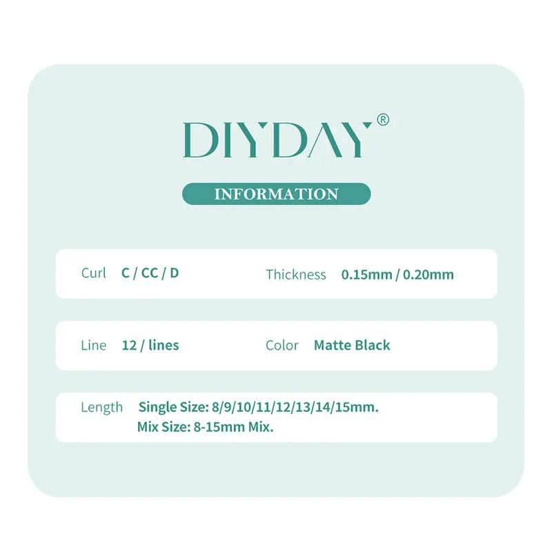 DIYDAY Flat Individual Lash Extension 0.15 0.20 Split Tips Super Softer Eyelash Ellipse Flat Classic False Eyelashes Supplies