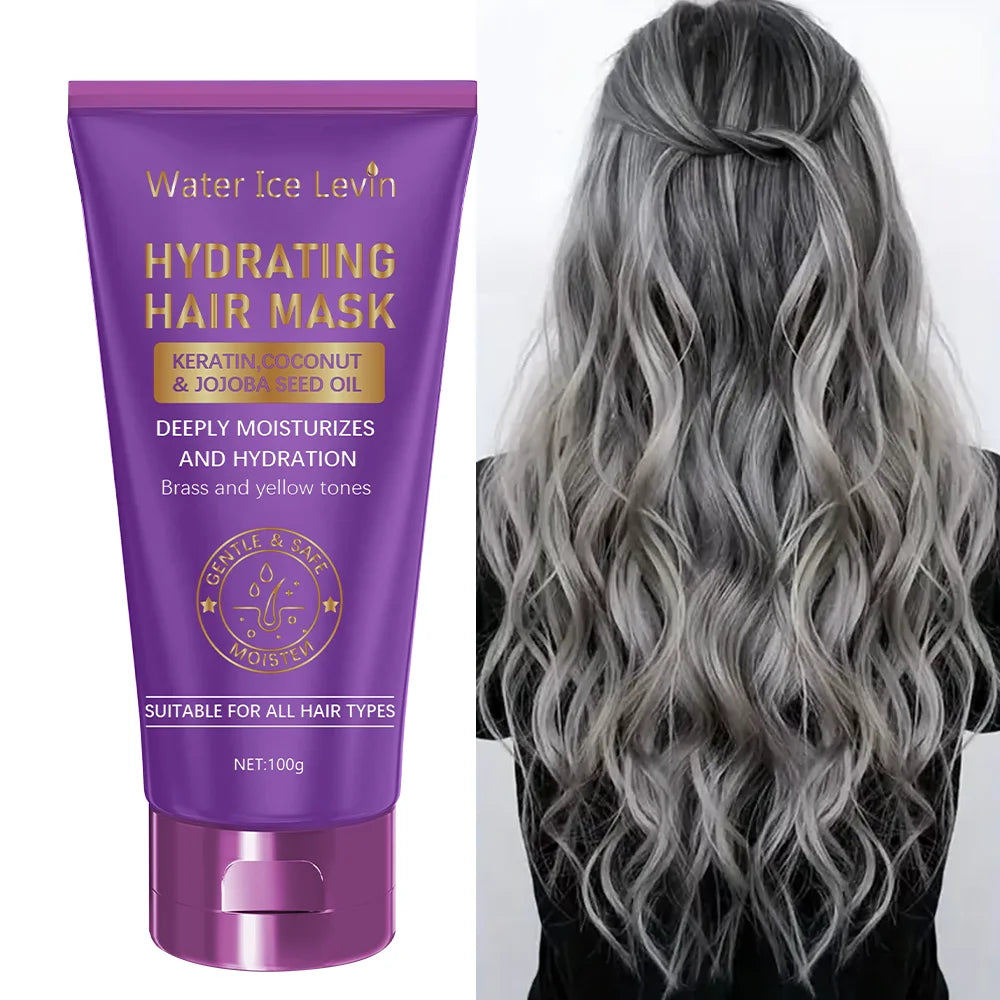 Keratin Purple Hair Mask - Purple-Blue Protein Deep Conditioner Treatment - Suitable for blonde, platinum, silver, gray, or brown dry and damaged copper-toned hair