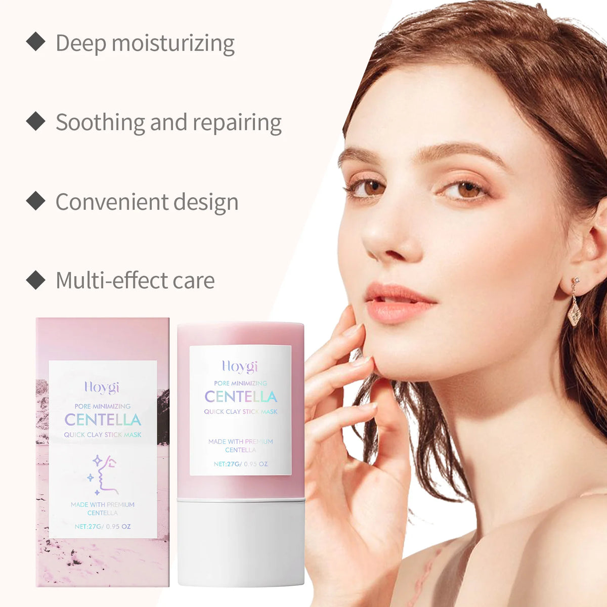 Centella Asiatica Kaolin Clay Mask Stick Quick Deep Pore Cleansing Oil Control Soothing Solid Face Mask Cica Skincare For Sensitive Skin Blackhead Remover Stick K-Beauty Mess-Free Clay Stick For Glowing Glass Skin Travel Size